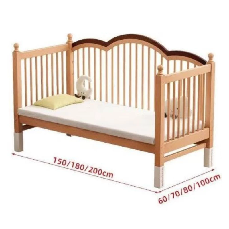 Solid Wood Toddler Bed with Adjustable Guardrail – European Beech, One-Click Lock, Coconut Palm Mattress Included