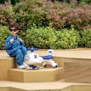 Vintage Airplane Bimba Ride-On Toy – Battery-Free Steering Wheel Car with Music for Kids Aged 2–7