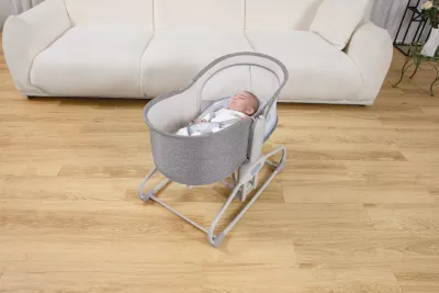 Mastela 4-in-1 Baby Cradle Automatic Electric Swing with 5-Point Harness, 360° Rotation, Soft Headrest & Removable Mosquito Net for Babies 0 to 18kg