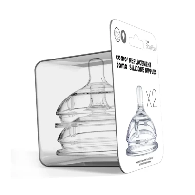 Comotomo Natural Teat Silicone Nipples - Transparent 2 Pcs