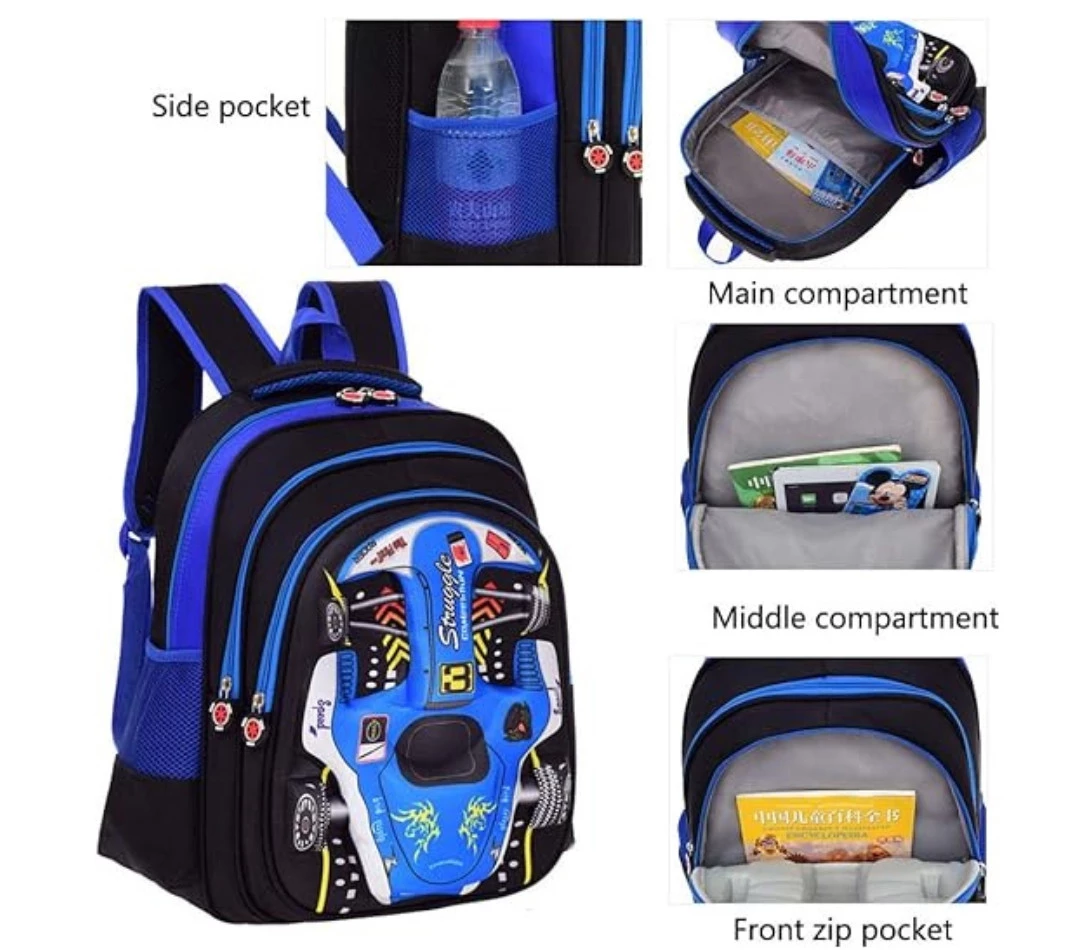 Kids Backpack with Waterproof Fabric, Vibrant Cartoon Design, Perfect for Primary School Boys, Durable and Spacious Bookbag for Children