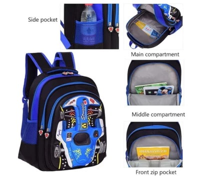 Kids Backpack with Waterproof Fabric, Vibrant Cartoon Design, Perfect for Primary School Boys, Durable and Spacious Bookbag for Children