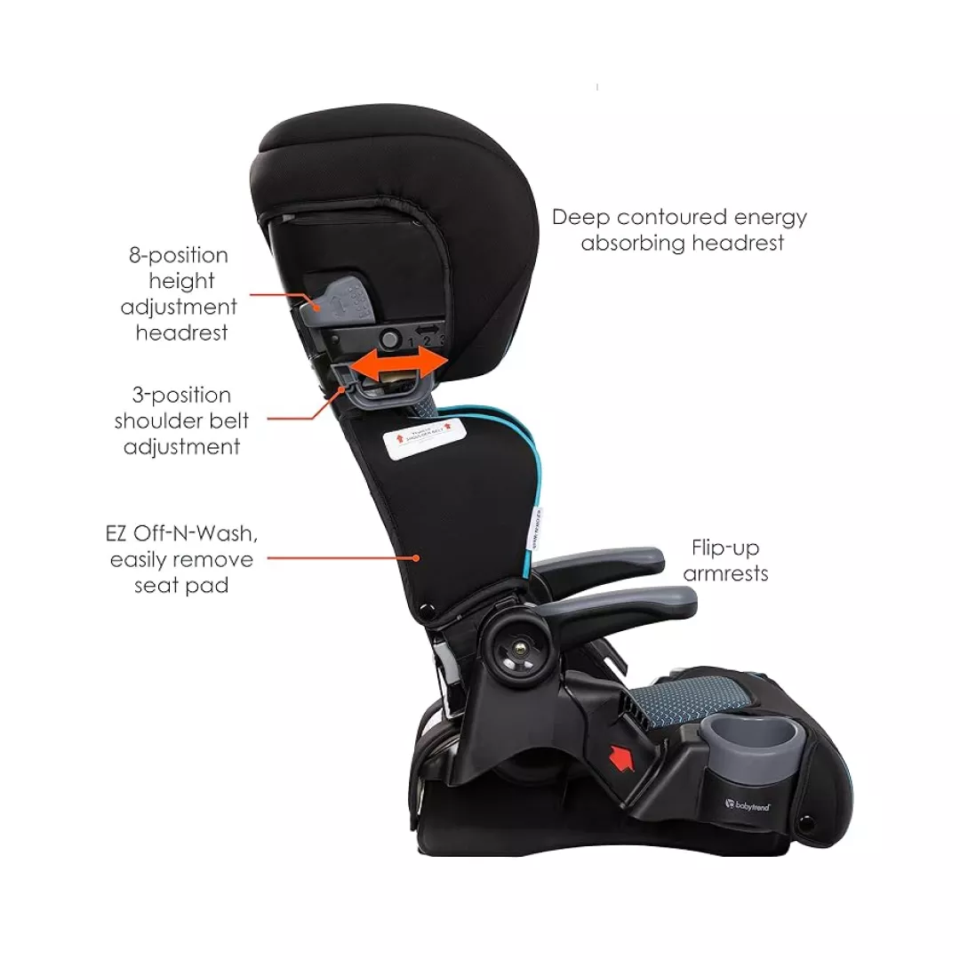 Baby Trend Protect 2-in-1 Folding Booster Car Seat, Adjustable Booster Seat with Side Impact Protection, Cup Holders & Foldable Design