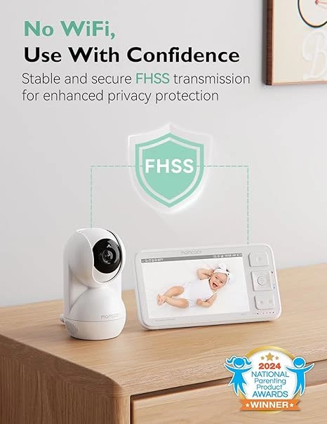 Momcozy 5.5” 1080P Full HD Video Baby Monitor No WiFi – Long-Range Baby Monitor with Camera, Infrared Night Vision, 5800mAh Battery, VOX, 2-Way Audio, BM03
