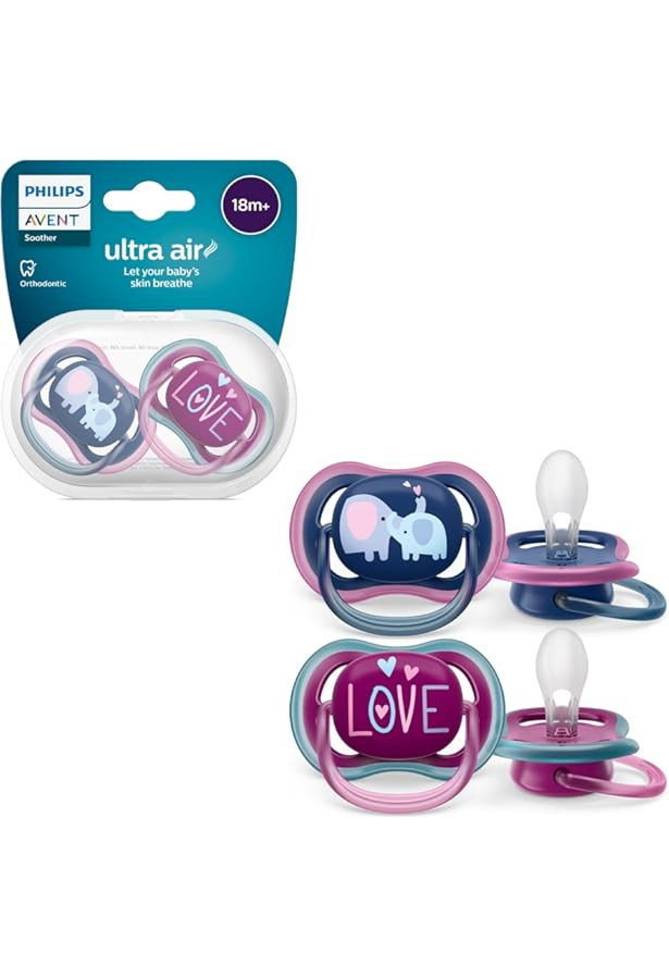Philips Avent Ultra Air Orthodontic Dummies Baby Soother, Twin Pack