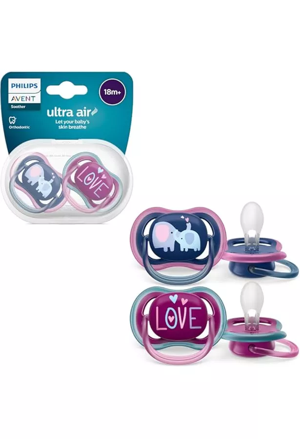 Philips Avent Ultra Air Orthodontic Dummies Baby Soother, Twin Pack