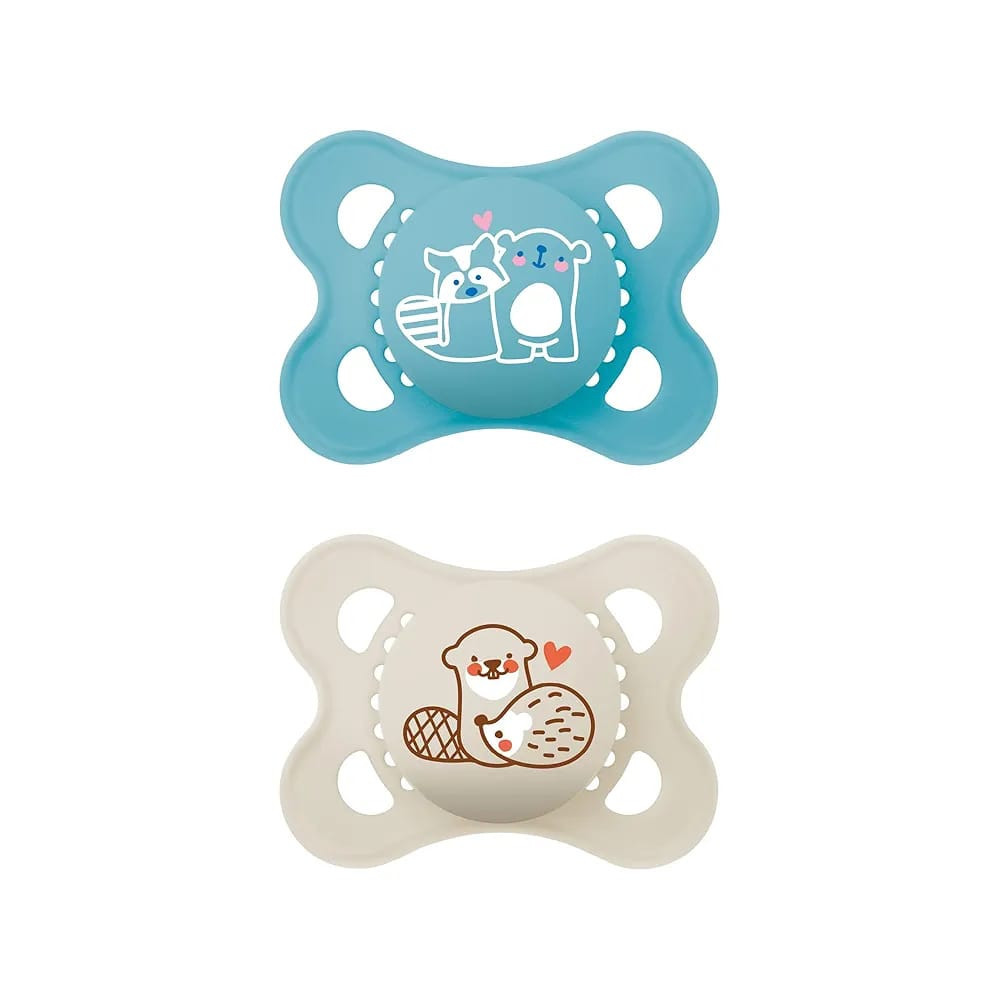 Mam Original Start Soothers, Baby Soother with Jaw-friendly Silicone Teat | Pack of 2 | Newborns to 6 months