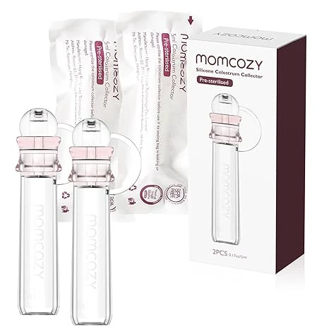 Momcozy Silicone Colostrum Collector Set – Reusable BPA-Free Colostrum Syringe Alternative for Collecting, Storing & Feeding, 5ml