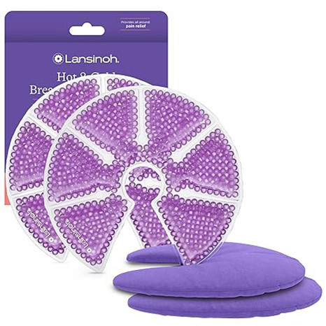 Lansinoh 3-in-1 Hot or cold Reusable Breast Therapy Packs for Breastfeeding Relief, Mastitis, Engorgement & Pump Aid, 2 Pack with Soft Washable Covers