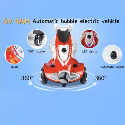 Ride-On Car for Kids with Bubble Maker – Dual Drive Electric Vehicle for Toddlers, Music, LED Lights, 360° Wheels, Safe Belt, Ages 3–5
