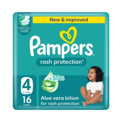 Pampers Rash Protection Taped Diapers with Aloe Vera Lotion – 3X Leak Protection & Comfortable Baby