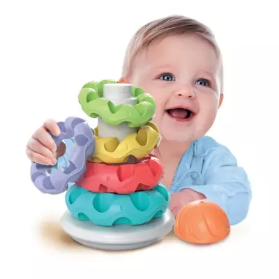 Clementoni Stacking Rings, Tactile Sensory Toy for Babies aged 6-36 Months