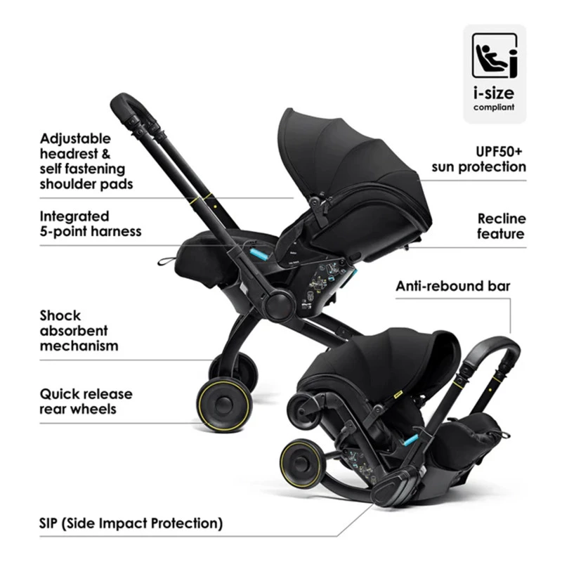4 in 1 Stroller for 0m+, Car Seat & Stroller in 1 | 3 Reclining Positions, i-Size Certified, Enhanced Safety & Comfort Travel System