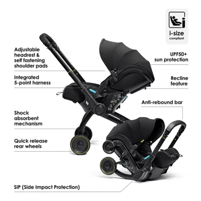 4 in 1 Stroller for 0m+, Car Seat & Stroller in 1 | 3 Reclining Positions, i-Size Certified, Enhanced Safety & Comfort Travel System