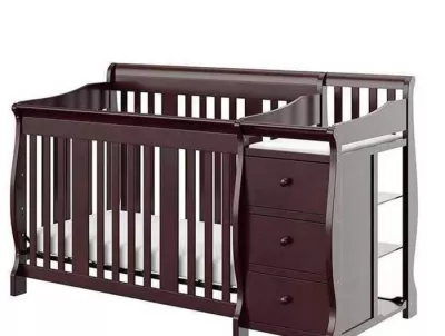 4-in-1 Convertible Baby Crib & Changer, Crib Changer With Drawers, Adjustable Mattress Height & Toddler Bed Conversion