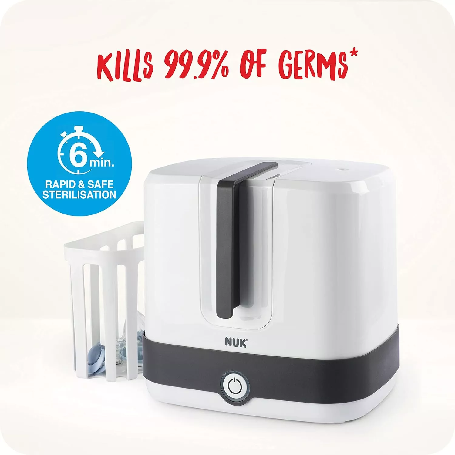 NUK Vario Express Bottle Steriliser, Steam Sterilizer, Upto 6 Bottles in 6 Minutes