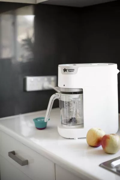 Tommee Tippee Quick Cook Baby Food Steamer Blender, all stages of weaning, 200g max capacity,  White