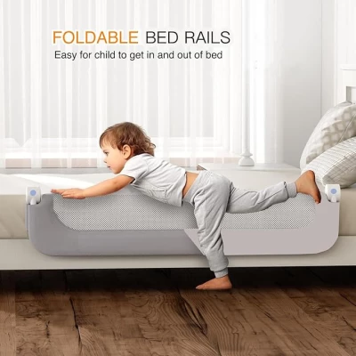 Foldable Toddler Bed Rail Guard with Adjustable Height | Baby Safety Bed Fence for Twin, Full, Queen & King Beds