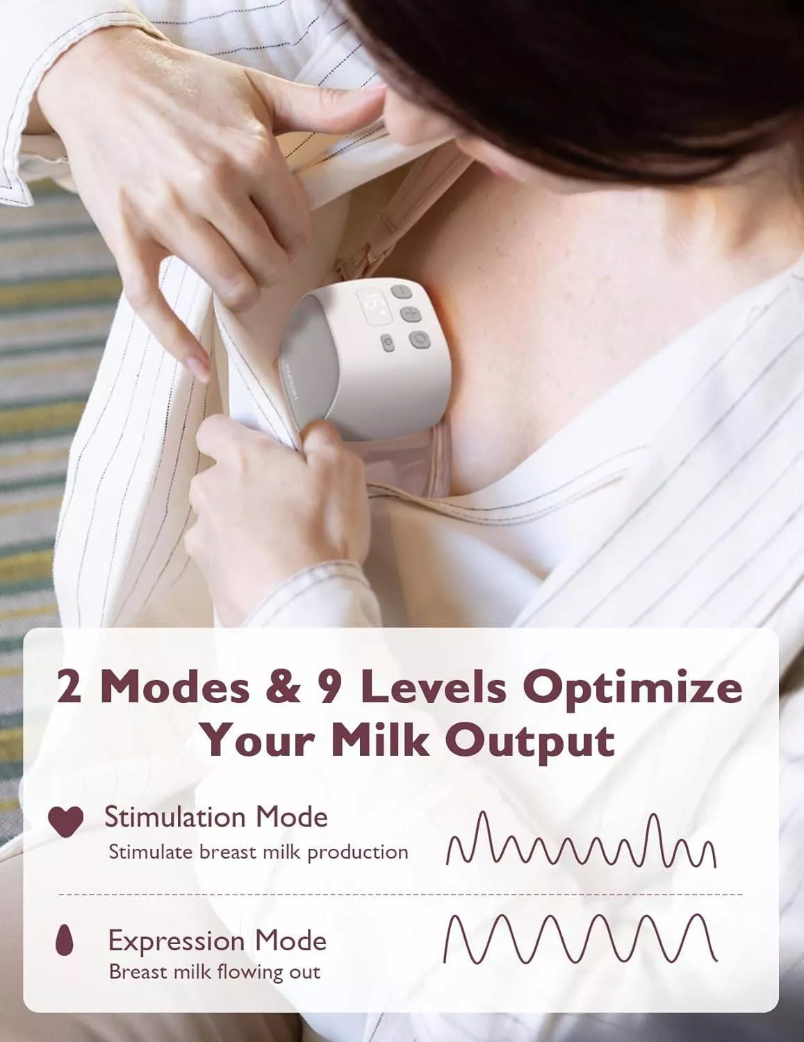 Momcozy S9 Pro Hands-Free Wearable Breast Pump, Electric Pump with 2 Modes & 9 Suction Levels, Long Battery Life, Portable & Quiet, 24mm