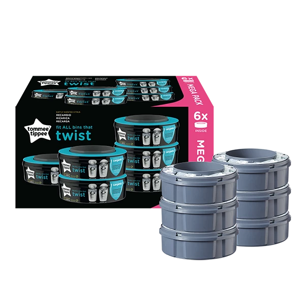 Tommee Tippee Twist and Click Advanced Nappy Bin Refill Cassettes, Multilayer, Antibacterial Film