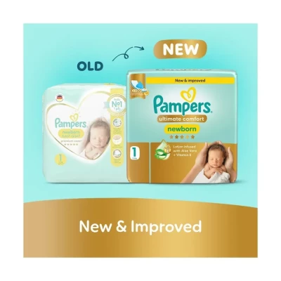 Pampers Premium Care Ultimate Comfort Taped Diapers, Aloe Vera & Vitamin E, 1000 Leak Locks, 50 Pieces