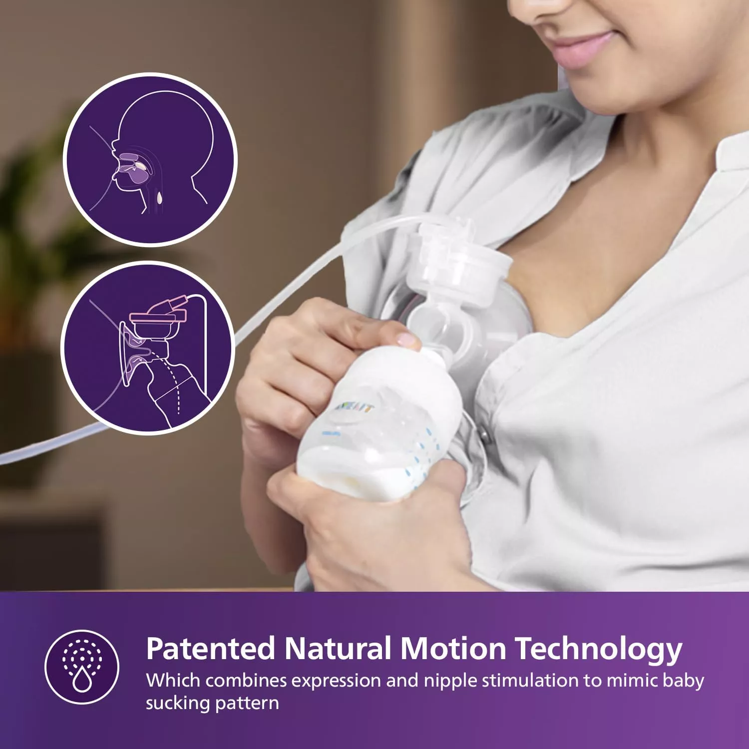 Philips Avent Electric Breast Pump – Natural Motion Technology, 3X Faster Expression, Quiet Motor, One Size Fits All, Memory Function
