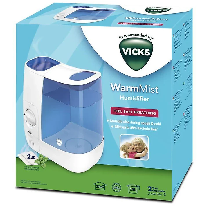 Vicks Warm Mist Humidifier – 99% Bacteria-Free Steam for Easy Breathing & Better Sleep