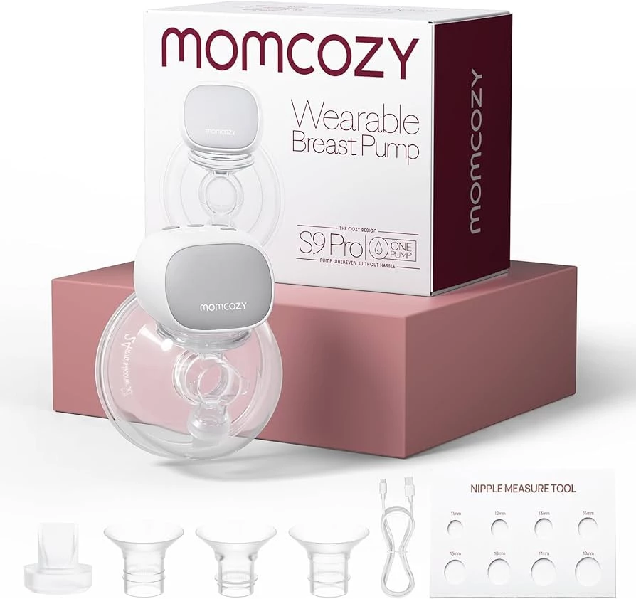 Momcozy S9 Pro Hands-Free Wearable Breast Pump, Electric Pump with 2 Modes & 9 Suction Levels, Long Battery Life, Portable & Quiet, 24mm
