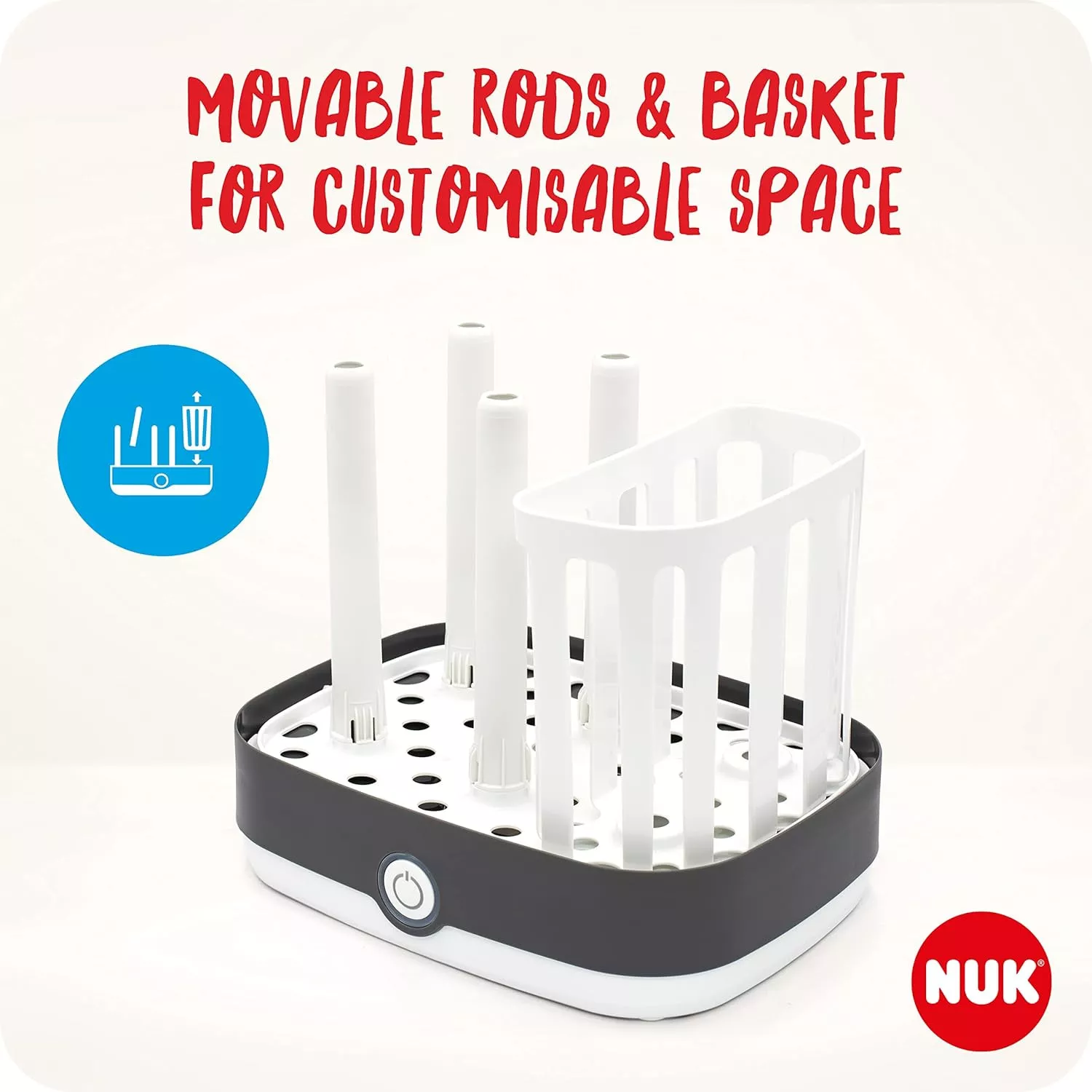 NUK Vario Express Bottle Steriliser, Steam Sterilizer, Upto 6 Bottles in 6 Minutes