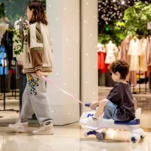 Vintage Airplane Bimba Ride-On Toy – Battery-Free Steering Wheel Car with Music for Kids Aged 2–7