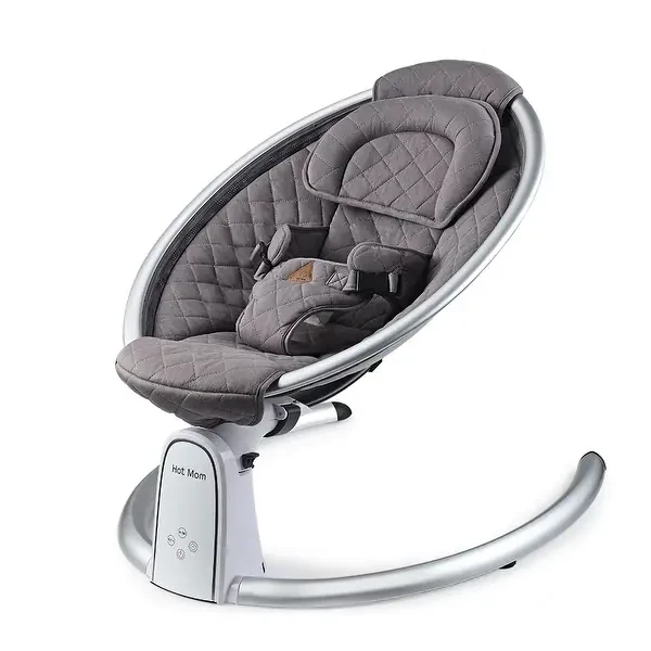 Hot Mom Upgrade Bluetooth Baby Swing | Electric Infant Rocker with Adjustable Seat, LED Touch Control & Machine-Washable Cover (0-12m)