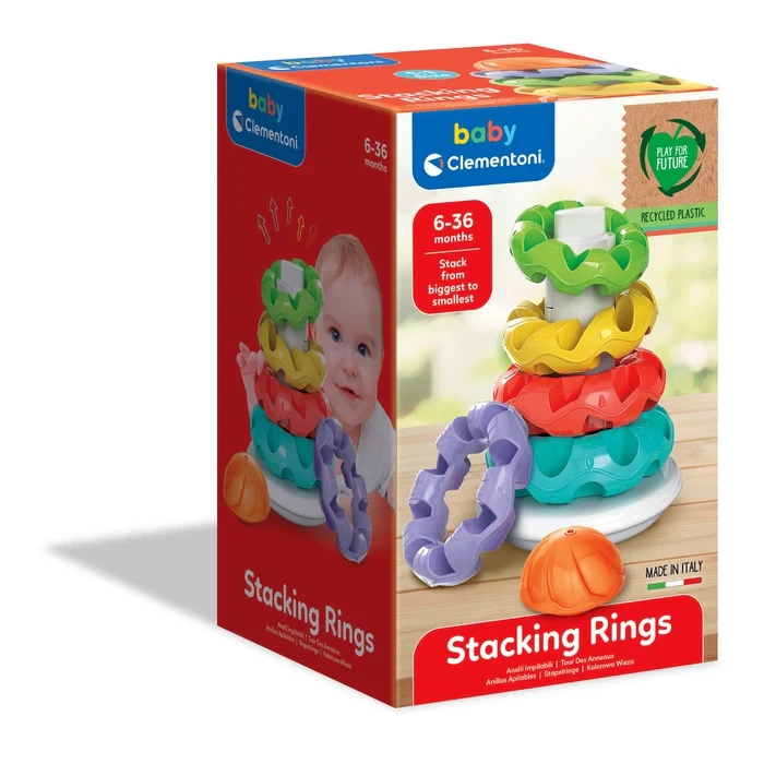 Clementoni Stacking Rings, Tactile Sensory Toy for Babies aged 6-36 Months
