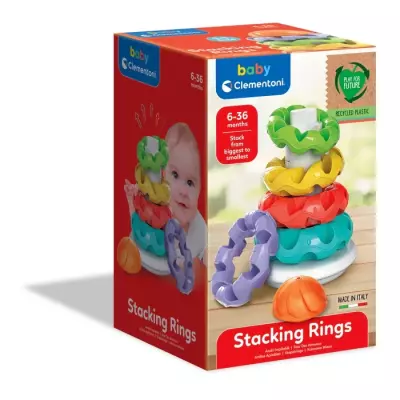 Clementoni Stacking Rings, Tactile Sensory Toy for Babies aged 6-36 Months
