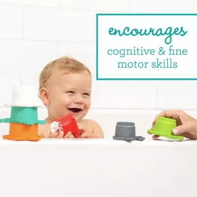 Infantino Stack O' Fun with Water Wheel, Infants 9-12 Months, Multicolor, 7-Piece Set