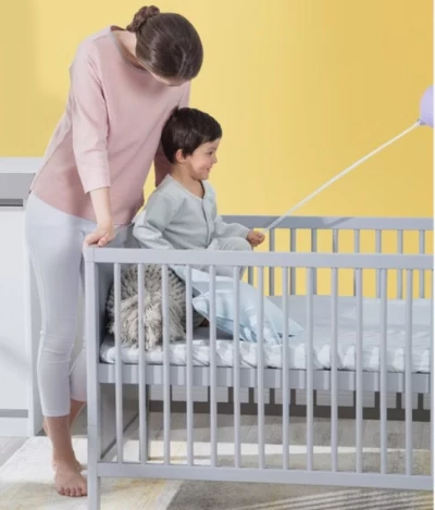 Grey Wooden Baby Cot