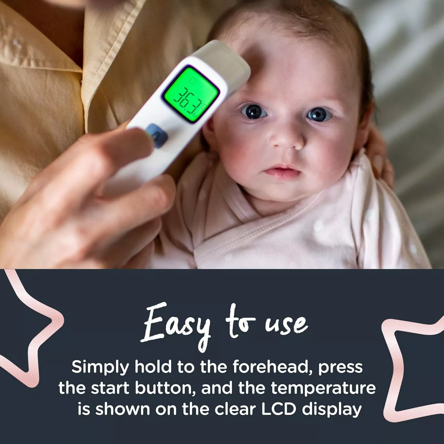 Tommee Tippee NoTouch Infrared Forehead Digital Thermometer, One Second Instant Readings in ˚C or ˚F, 0m+