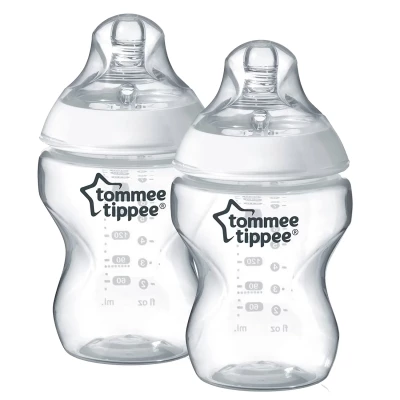 Tommee Tippee Natural Start Baby Bottles 260ml  – Soft Silicone Breast-Like Teat, Anti-Colic Valve