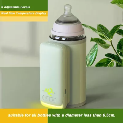 Rechargeable Baby Bottle Warmer Portable, 6 Temperature Setting Warmer with LED Display, Temperature Adjustable, Portable Bottle Warmer for Travel