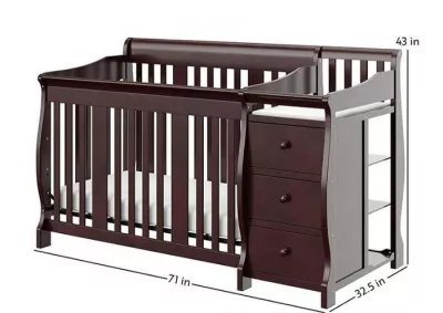 4-in-1 Convertible Baby Crib & Changer, Crib Changer With Drawers, Adjustable Mattress Height & Toddler Bed Conversion