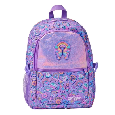 Smiggle Butterfly Design Set Backpack for Children, 42cm, 4 Pcs, Wallet, Pencil Case, Lunch Bag, Backpack