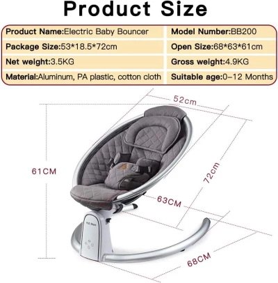 Hot Mom Upgrade Bluetooth Baby Swing | Electric Infant Rocker with Adjustable Seat, LED Touch Control & Machine-Washable Cover (0-12m)