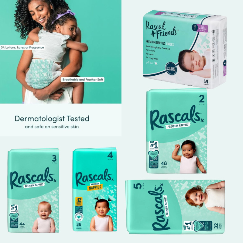 Rascal Premium Baby Diapers, Suitable for Newborns, Infants, and Active Toddlers | Soft, Safe, and Leak-Proof