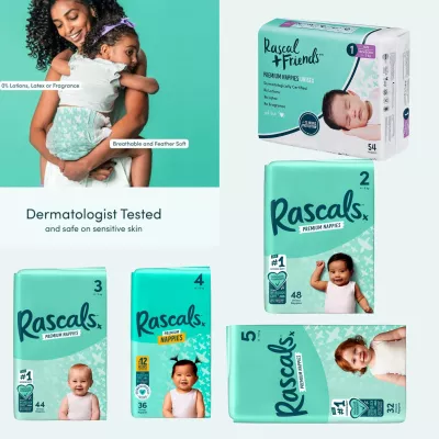 Rascal Premium Baby Diapers, Suitable for Newborns, Infants, and Active Toddlers | Soft, Safe, and Leak-Proof