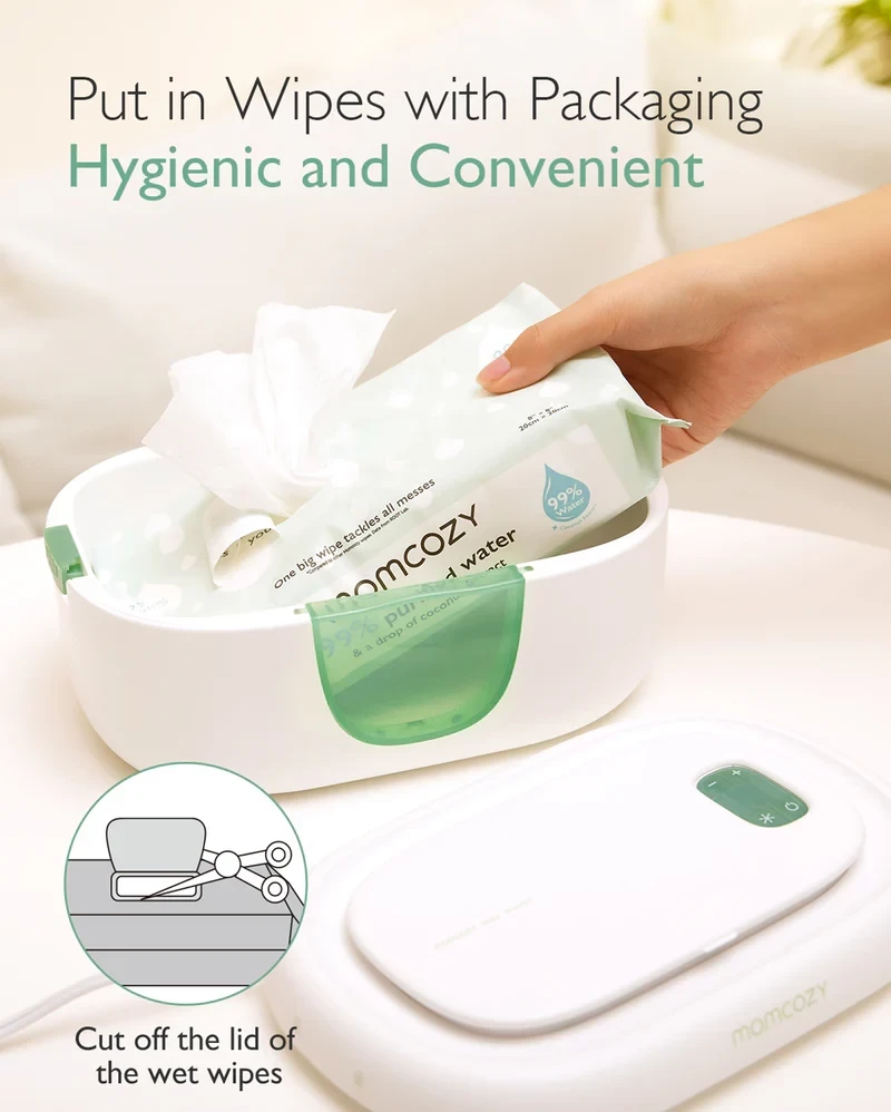 Momcozy Large Capacity Baby Wipe Warmer with Top Heating & Adjustable Night Light