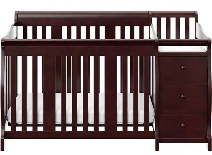 4-in-1 Convertible Baby Crib & Changer, Crib Changer With Drawers, Adjustable Mattress Height & Toddler Bed Conversion