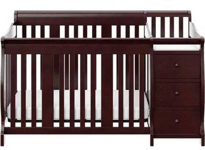 4-in-1 Convertible Baby Crib & Changer, Crib Changer With Drawers, Adjustable Mattress Height & Toddler Bed Conversion