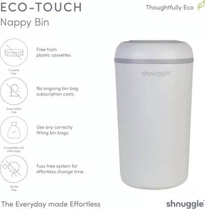 Shnuggle Eco-Touch Nappy Bin, White