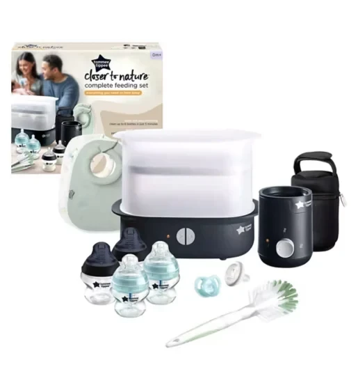 Tommee Tippee Closer to Nature Complete Feeding Set with Electric Steam Steriliser, Bottle Warmer, Soothers & Bottles for Newborns