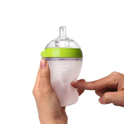 Comotomo Natural Feel Baby Feeding Bottle - Green & White,150 ml,250ml, 1pc & 2pc