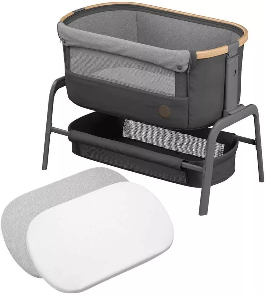 Maxi-Cosi Iora Co-Sleeper Crib – Foldable Baby Bedside Crib for 0-6 Months | Adjustable Incline & Height, Comfortable Mattress, Easy to Carry